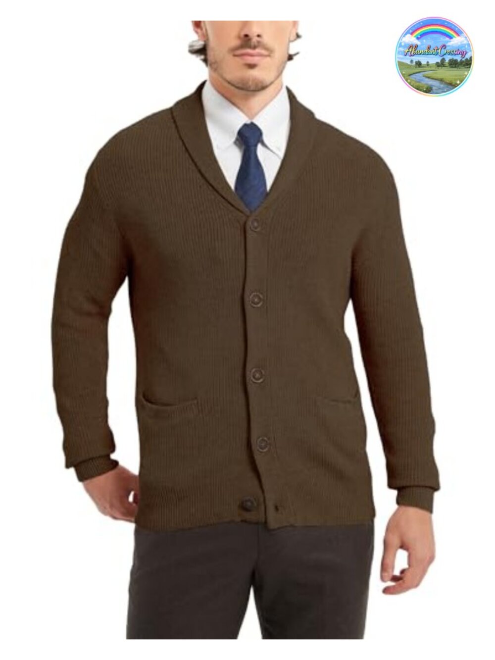 Mens Wool Blend Shawl Collar Cardigan Sweater Button Down Knitwear Pockets